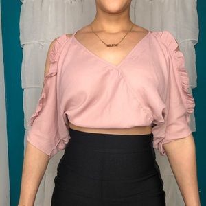Charlotte Russe Ruffles Sleeves Crop Top